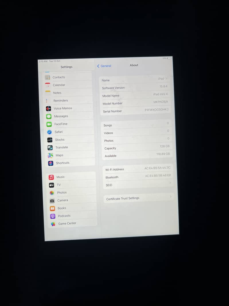 iPad 4mini 128gb 2