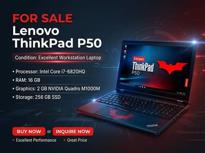 Lenovo ThinkPad P50 - Core i7 6th Gen /16GB RAM/256GB NVMe SSD/2GB gpu