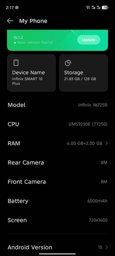 Infinix Smart 10 plus 03297733984