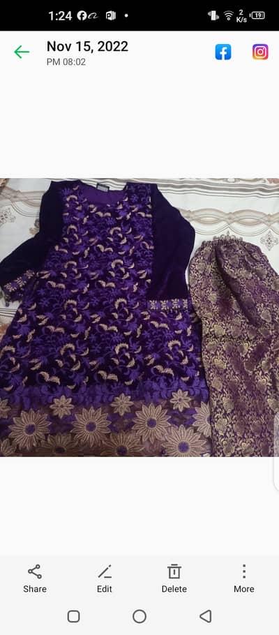 3 piece embroided velvet suit