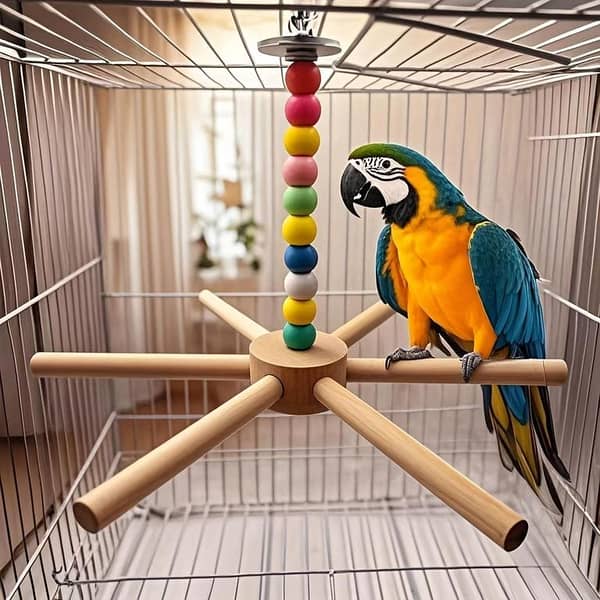 UK Bird Toys hanging bird rotating stand bird toy bird swing toy interactive durable can be DIY installation simple for parrot grinding claw relaxation from high interactive toy bead color random pure hand-made reinforcement design more stable Bird