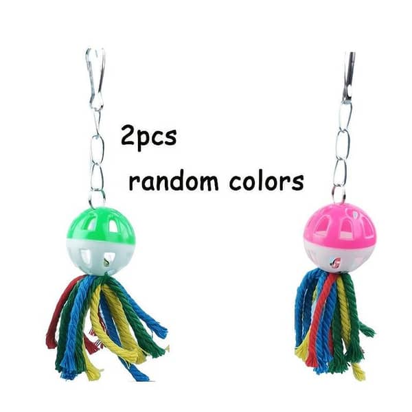 UK Bird Toys 2pcs Parrot Chew Toys with Bell Balls and Chewing Rope, Suitable for Small Parrots, Budgerigars, Peony Parakeets, and Cockatiels