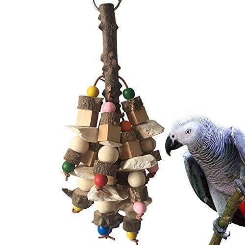 UK Bird Toys Natural Wood Bird Chewing Toys Natural Cuttlebone Blocks Parrot Toy for Finch,Budgie,Parakeets,Cockatiels, Conures,Love Birds and Amazon Parrots