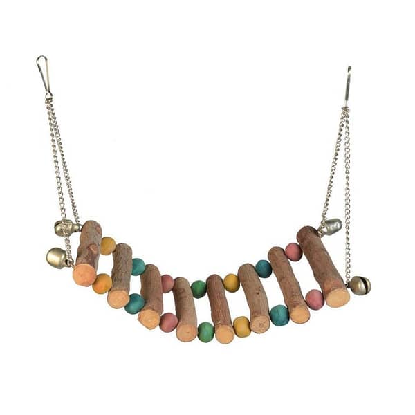 Bird Parrot Ladder Toy, Natural Wooden Perches and Colorful Wooden Beads Dyed with Food Color, Hanging and Seesaw Sound Toy, Best for all Sizes Parrots and Birds, Cage Decoration, X Large Size