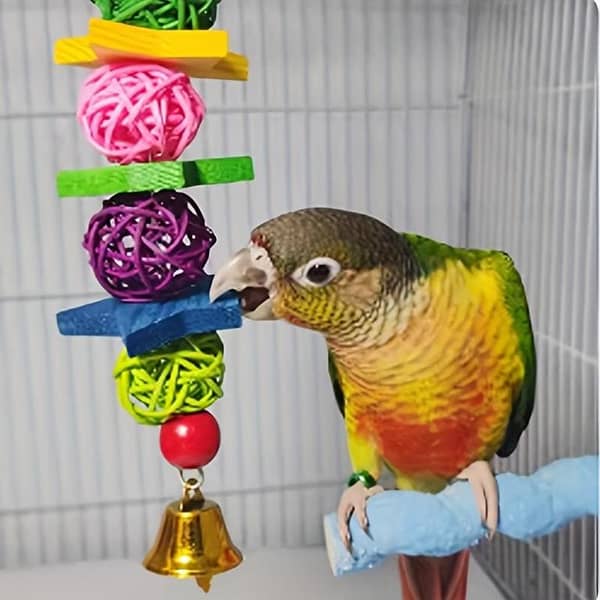 UK bird toys 1pc of Parrot Vine Ball Chew Toy for Boredom Relief, Suitable for Budgerigars And Cockatiels, a Fun Pet Toy for Decoration, Bird Toys Big Toy Pure Natural Colorful Wood Parrot Toys, parrot Soft Swing Toy & Rainbow Bridge for macao grey raw