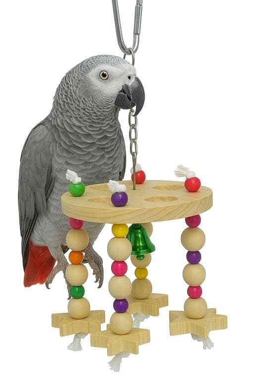 UK bird toys Bird Parrot Hanging Chewing Toy, Natural Wooden  Perch Slices, Rope, Colorful Wooden Blocks and Multicolor Wooden Beads Bite Toy, Best for Large and Medium Parrots and Birds