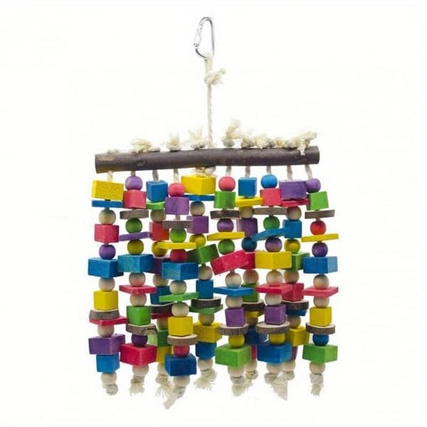 UK bird toys Vibrant Parrot Swing Toy with Colorful Beads - Durable Fabric Hanging Bird Chew Toy for Lovebirds, Finches & Small Parrots - Safe Non-Toxic Chewing Exercise Toy for Mental Stimulation & Cage Decor, Parrot Accessories, Cage Decor Accessory