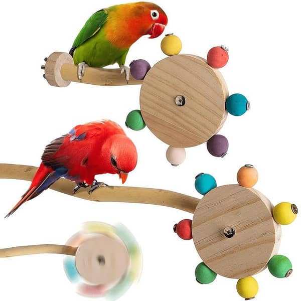 UK Bird Toys Parrot 1 piece 9 inch long perch Spinning Windmill Stick, Bird Cage Perch Stand Bar Enrichment Toy, Enrichment Bird Supplies, Bird Cage Accessory, Parrot Toy