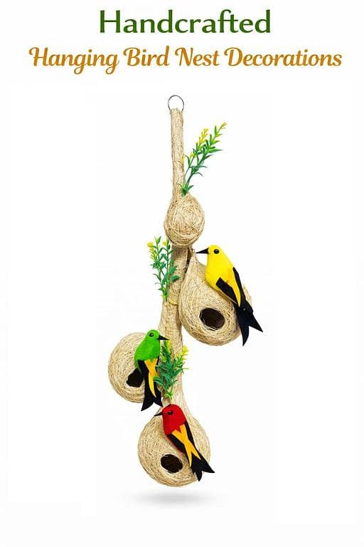 UK bird toys Handmade Artificial beautiful Bird nest, with Bird Egg Decorative Nest, excellent Decor Hanging Nesting Hand Woven Natural Humming Bird Nest Hut for Window Home Garden Tree Outdoor Event and Decoration