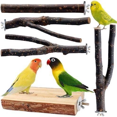 UK bird toys 5 pack Bird Toys Parakeet Perch Budgie Perch Wood Stand Fork Toys Multi-Branch Perch Platform  Toy for Small Conures,Cockatiel,Parrotlet,Lovebird,Parrot,Finches etc