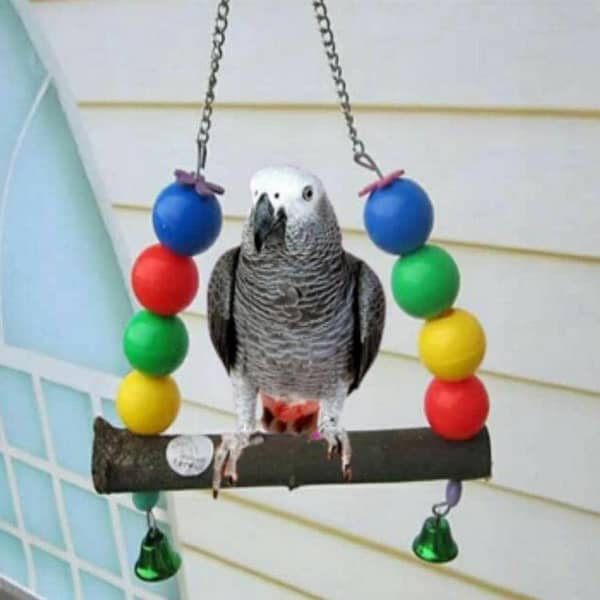 UK Bird Toys parrot swings, Toys for birds grey macaw Natural Wooden Stand Toy Bird Swing Toy for Medium Large Bird, Parrot, Macaw Training
