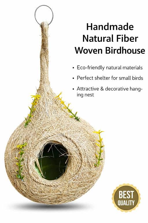 UK bird toys Handmade Artificial beautiful Bird nest, with Bird Egg Decorative Nest, excellent Decor Hanging Nesting Hand Woven Natural Humming Bird Nest Hut for Window Home Garden Tree Outdoor Event and Decoration
