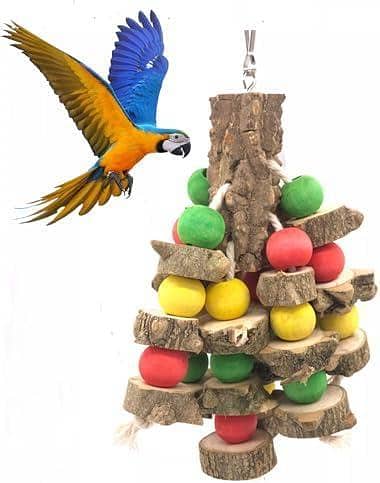 UK bird toys Parrot Toy Set for Training and Exercise, Wooden Hanging and Chew Toys for Small to Large Birds Large Parrot Chew Toy for Bird Macaw African Greys Cockatoo Eclectus Budgies Parakeet Cockatiel Conure Lovebirds Cage Wood Toy