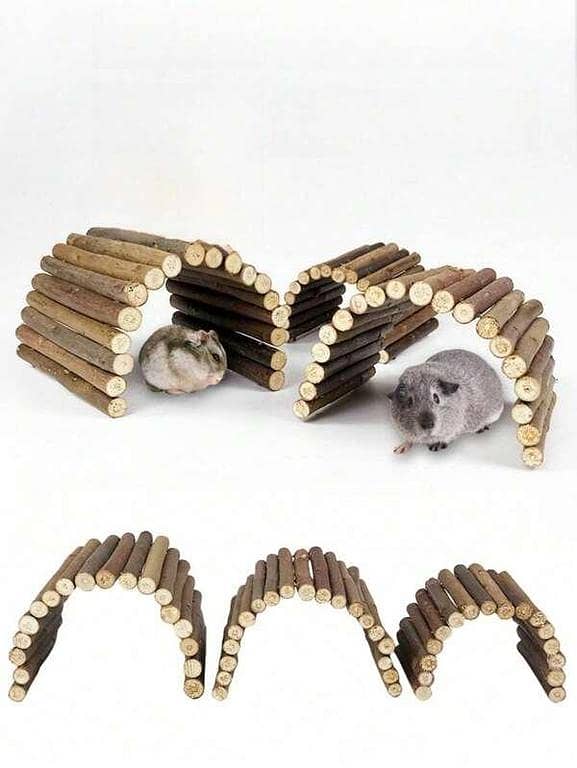 UK bird toy 1 Randomly Colored Willow Branch Ladder Fence Bridge Toy, Suitable For Small Pets Like Hamster, Parrot, Chinchilla As Chewing & Gnawing Toy