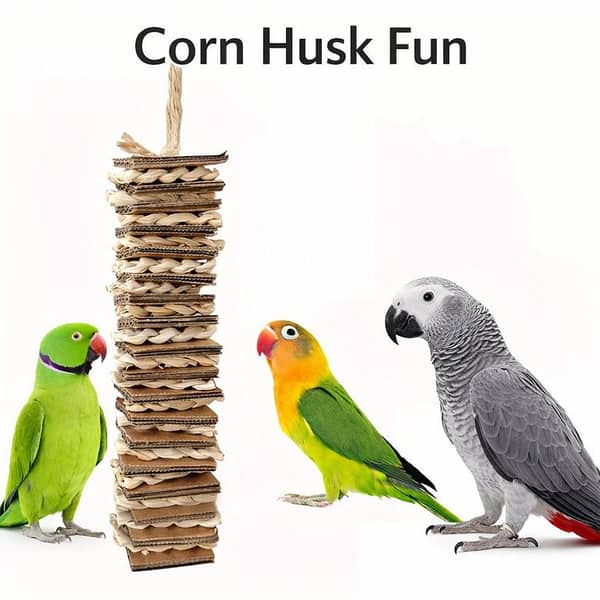 UK bird toys Cardboard Corn Husk fun for parrots Bird Toys for Parrots Parrot Bridge, Swing Toys, and Ladders for Macaws African Greys, Budgies, Cockatiels & Parakeets - Wooden Bird Ladder and Swing Toys for Play and Training