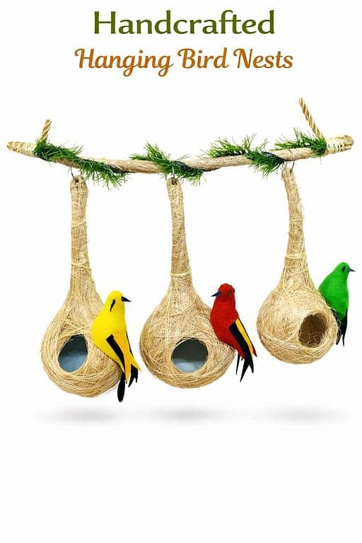 UK bird toys Handmade Artificial beautiful Bird nest, Decorative Nest, excellent Decor Hanging Nesting Hand Woven Natural Humming Bird Nest Hut for Window Home Garden Tree Outdoor Event and Decoration