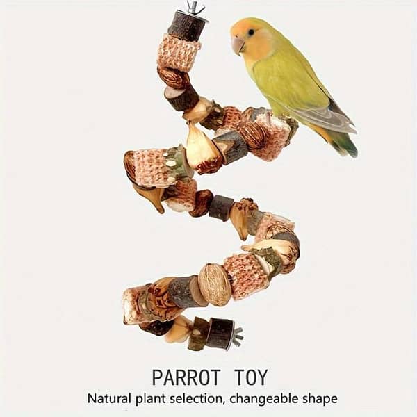 UK bird toys Parrot Chewing Toy Bird Perch Stand Parrot Perch Rack Climbing Ladder Wooden Chewable Beak Grinding Cage Decoration Accessories