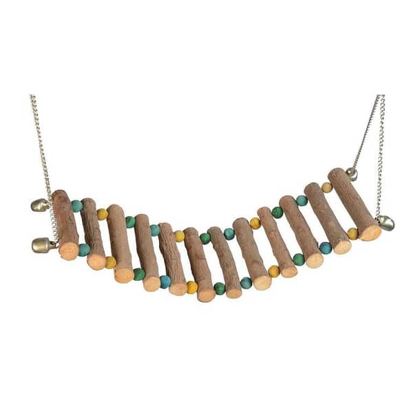Bird Parrot Ladder Toy, Natural Wooden Perches and Colorful Wooden Beads Dyed with Food Color, Hanging and Seesaw Sound Toy, Best for all Sizes Parrots and Birds, Cage Decoration
