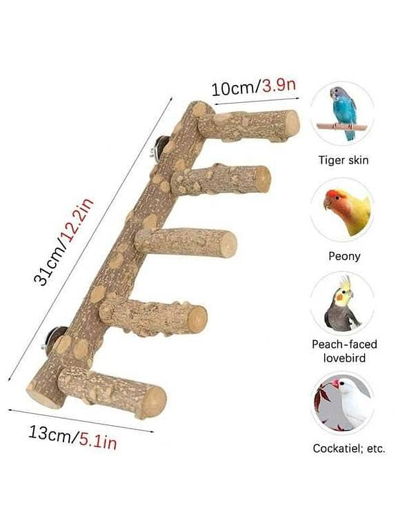 UK bird toys natural wooden bird toy Wood Bird Perch | Natural Parrot Perch Bird Stand | Climbing Standing Branches Toy Chewable Bird Cage Accessories for Small Budgies Cockatiels Lovebirds Pengzi