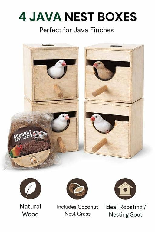UK bord Toys 4 pack ply Wood Bird Nest Parrot Nest Breeding Hut Birds House Nest Hatching Medium Size ply wood Hut Nest boxes for java , finches , golden finch , Saffron finch, gouldian finch