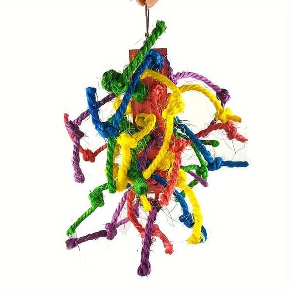 UK bird toys Handcrafted Parrot Chew Toys - Sisal Rope & Wooden Blocks for Cockatiels, African Greys & More - Durable Gnawing and Tearing Playthings, Random Colors Bird Parrot Wooden Hanging Toy, Natural Wooden Perch Toy, Multicolor Wooden Blocks Slices,