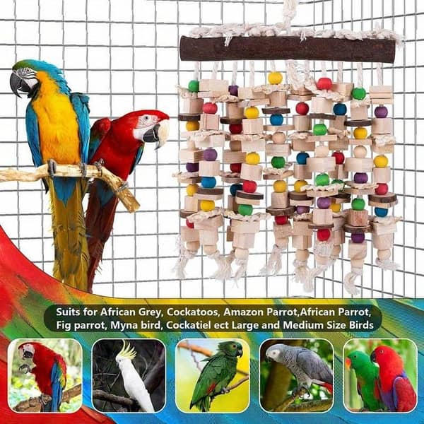 UK bird toys Vibrant Parrot Swing Toy with Colorful Beads - Durable Fabric Hanging Bird Chew Toy for Lovebirds, Finches & Small Parrots - Safe Non-Toxic Chewing Exercise Toy for Mental Stimulation & Cage Decor, Parrot Accessories, Cage Decor Accessories