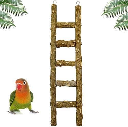 UK bird toys Natural Wooden Bird Ladder Bird Climbing Chewing Toys for Cage Parakeets Cockatiels Parrots and Small to Medium Birds