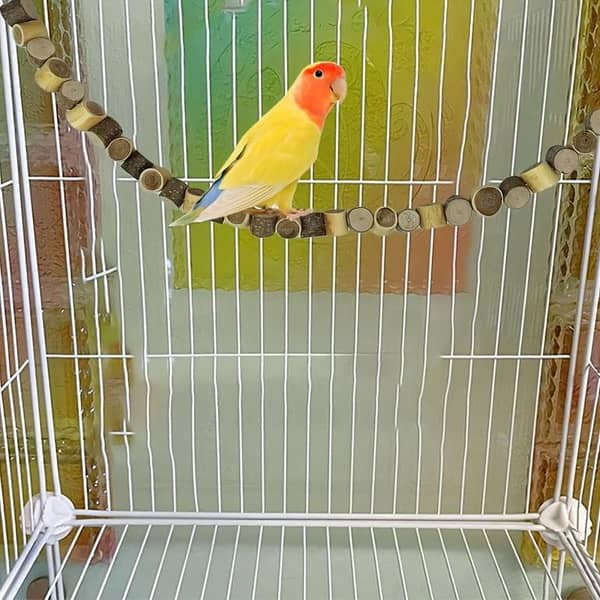UK bird toys 1pc Natural Wooden Bird Swing Toy - Tree Branch Style Hanging Play Accessory for Parakeets, Budgies & Small Birds - Durable Cage Play Rack for Exercise & Grinding Claws - Birdcage Accessory