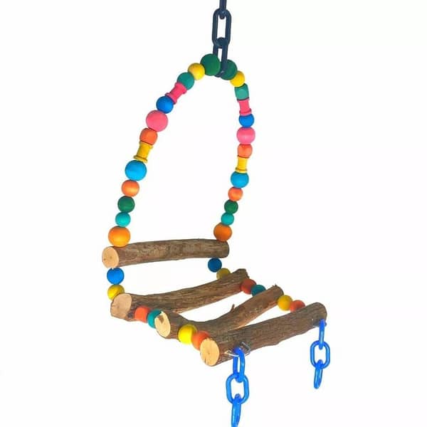 UK Bird Toys Medium Ladder Swing Bird Toy Cages Cockatiel Parakeet Pet ladder Bird Parrot Ladders Toys Chewing Toys Hanging Pet Bird Cage Accessories Hammock Toy for Small Parakeets Cockatiels, Lovebirds, Conures, Macaws, Lovebirds, Finches