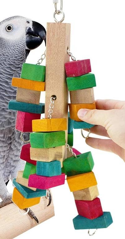 UK bird toys Bird Parrot Swing Chewing Toys-Natural Wood Blocks Parrot Tearing Cage Toys Ideal for Budgie Parakeets Cockatiels Cockatoo Love Birds Finch Conures African Grey