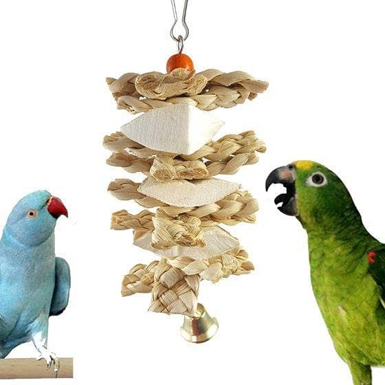 UK bird toys Large Parrot Toys Bird Chewing Toys-Natural Nuts Corn Loofah Wooden Bird Cage Toy for African Grey,Macaws,Conure,Cockatoos,Cockatiel,Amazon Parrots and Other Medium and Small Birds