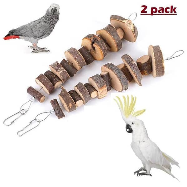 UK bird toys 2 pack set Parrot Chew Toy Bird Toy Colorful Wooden Beads Ropes Natural Blocks Tearing Toys for Small Medium Birds Mini Macaw