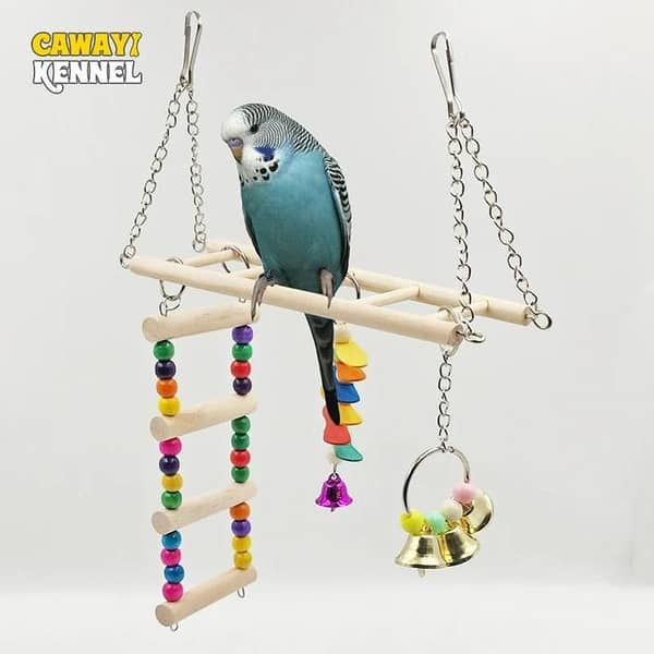 UK Bird Toys Bird Ladder Toy House Parrot Climb Standing Ladder Swing Suspension Bridge Parakeet Bird Pet Cage Toy Wooden Climbing Pole Stand Swing Summer Bed for Hamsters Parrots Bird Toy for Parrots Bird Toy for Parakeets