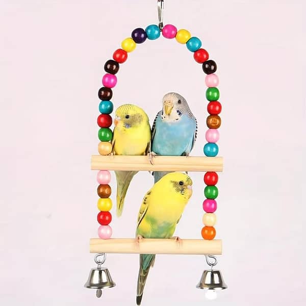 UK bird toys New Cross-Border 9 inches perches Parrot Ladder, Bell, Swing, Chew Toy, Bird Cage Stand, Cuttlebone, Squid Bone String, And Bird Cage Accessory New Parrot Climbing Ladder Bell Swing Chew Toy, Birdcage Stand, Birdcage Supplies