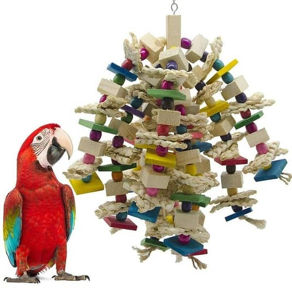 UK Bird Toys Large Wooden Parrot Bird Toy Colourful Natural Wood Blocks Ladder Bell Chew Toys Bird Toys Budgie Toys Bird Toys For Parrot Birds Bird Toys Budgie Toys Parrot Perch Parrot Toys African Grey Parrot Toys Cockatiel Toys Bird Cage Bite Toy