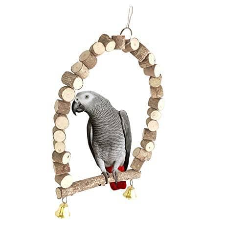 UK Bird Toys Parrot Wooden Hanging Toy, Natural Wooden Perch Toy, Wooden Blocks  and Natural Perch Slices, Chewing Toy Best for all Sizes Parrots and Birds, Cage Decoration