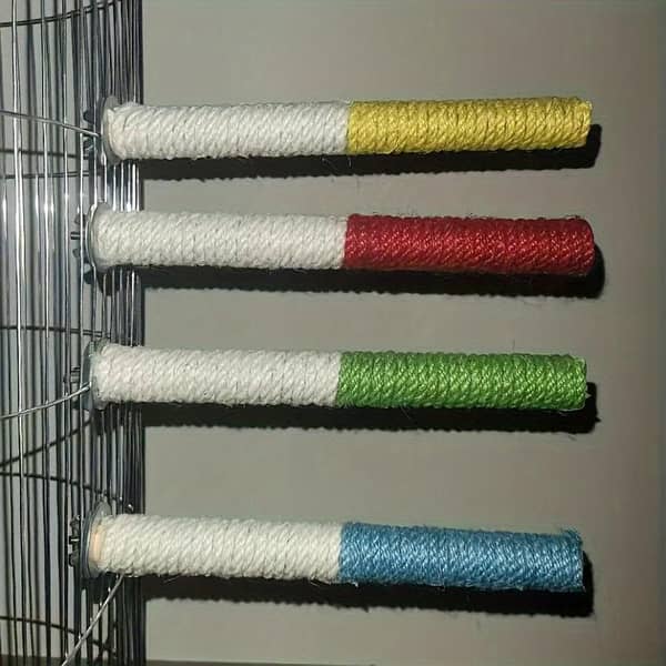 UK bird toys 1 pcs Colorful Parrot Perch with Natural Wood & Hemp Rope - Durable Chew and Claw Grinding Station for Birds  Bird Resting Station Adjustable Stand Designed For Comfort And Entertainment Loved By Bird Enthusiasts Pet