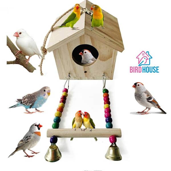 UK bird toys Pet Nest Bird House for cage nesting , Balcony and Garden Hanging for all typea sparrows java , finches , love birds , budgies ummingbird, Birds Nest for Balcony Made with Quality Wood