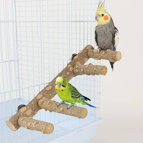 UK bird toys Natural Chili Wood Bird Climbing ladder with Perch - Tall climbing tree with Multiple Levels, Non-Toxic Bird ladder for Cockatiels, Lovebirds, Budgies, Cockatiels, Finches, Canaries, Budgerigars - Cage Accessories, Parrot, Small Parrots