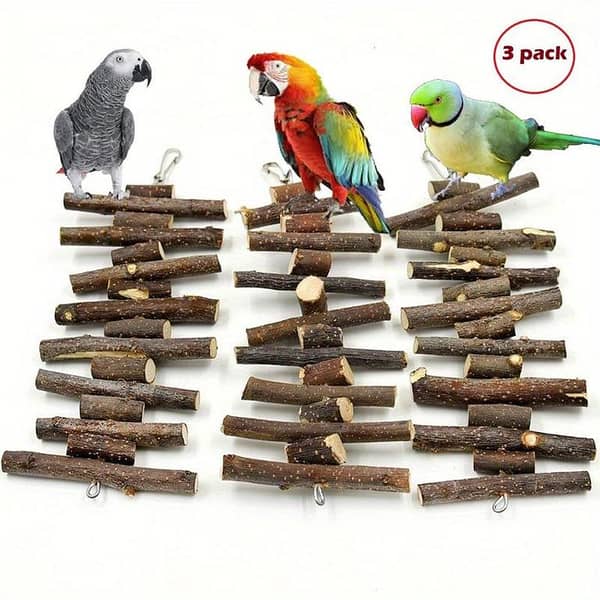 UK bird toys 3 pack set Parrot Chew Toy Bird Toy Colorful Wooden Beads Ropes Natural Blocks Tearing Toys for Small Medium Birds Mini Macaw