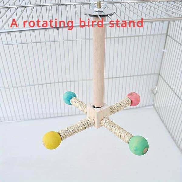 UK Bird Toys Rotating Bird Perch Stand with Bearing for Parrots - Durable Cork Material, Interactive Enrichment Play Toy for Cage, Suitable for All Bird Species