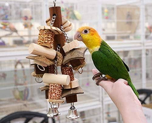 UK bird toys corn maze leather Bird Parrot Swing Chewing Toys-Natural Wood Blocks Parrot Tearing Cage Toys Ideal for Budgie Parakeets Cockatiels Cockatoo Love Birds Finch Conures African Grey