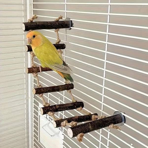 UK bird toys Parrot Climbing Soft Ladder Wooden Parrot Toy, Mystic Peony Habitat Scratching Post Original Wood Bird Cage Stand, Educational Bird Ladder Bird Toy, bird ladder rope,Naturals Rope Wooden Ladder Bird Toy Ladder Toy for Parrots Pet Hamster Bird