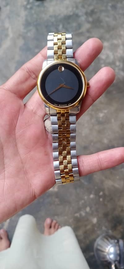 Elegant Movado Men's Watch – Two Tone Golden & Silver