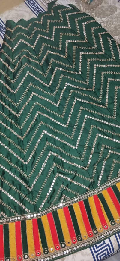 Emerald Green Lehenga Choli with Mirror Work for Wedding & Mehndi