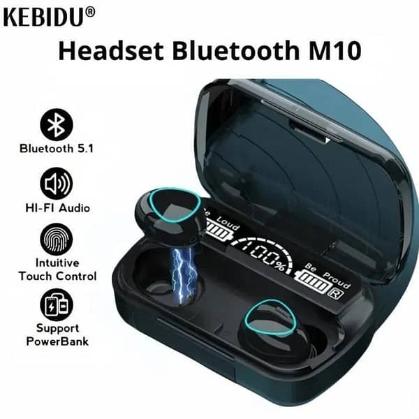TWS Wireless Bluetooth Earbuds V5.1 with LED Charging Case, HD Stereo Sound, and Touch Control