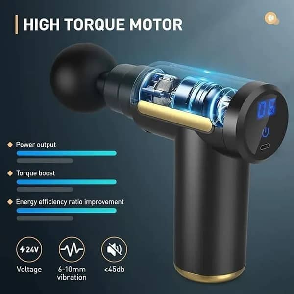 Blueidea Triangle Fascia Massage Gun — Deep Tissue Percussion Massager with 32 Speeds and 8 Heads (Type-C, Cordless, Lightweight)
