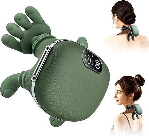 Electric 5-Finger Neck and Shoulder Massager with Heating - USB Rechargeable Cordless Pillow Massager for Back, Shoulders and Legs
