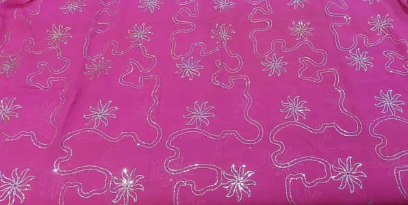 Beautiful 7 Gaz Chiffon Saree with Silver Sequin Work