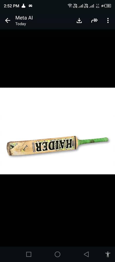HAIDER Tape Ball Bat - Full Pressed - Green Grip - Hyderabad
